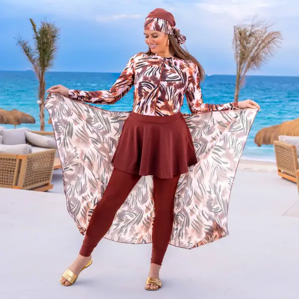 مايوه بوركيني ليكرا حريمي 3 قطع موديل WL17